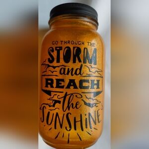 Glass light up push button to jar with inspiration message.